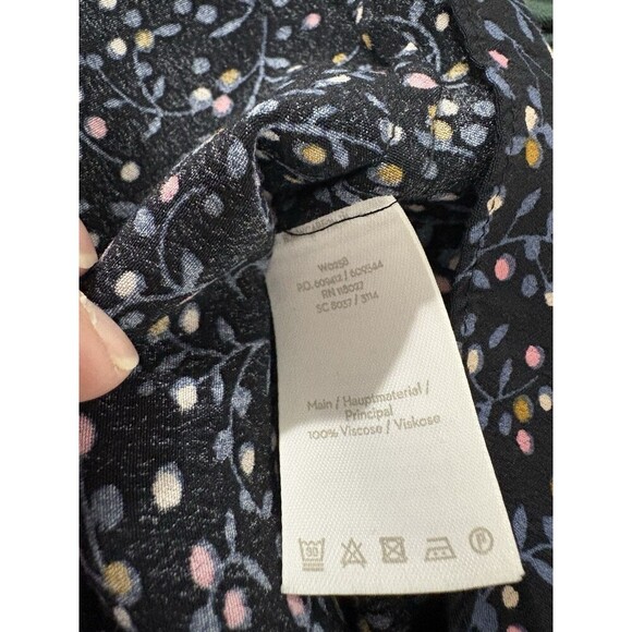 Boden Winnie Top Womens Sz 6Blouse Navy Twinkle Vine Back Buttons Shirt Velvet - Picture 6 of 9